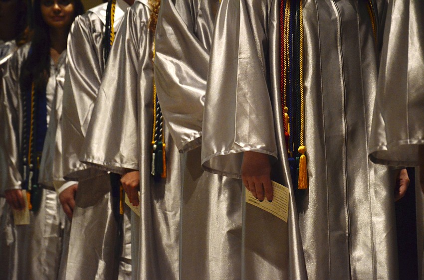 Graduates line up to enter the ceremony.