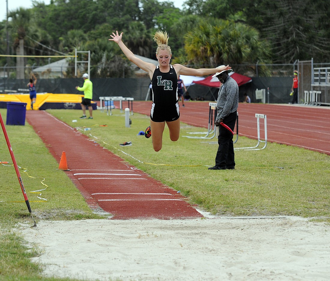 Lakewood Ranch junior Sophia Falco set a new personal record of 20 feet, 5 inches to win the long jump at the Flo Golden South Track and Field Meet May 28, in Clermont.
