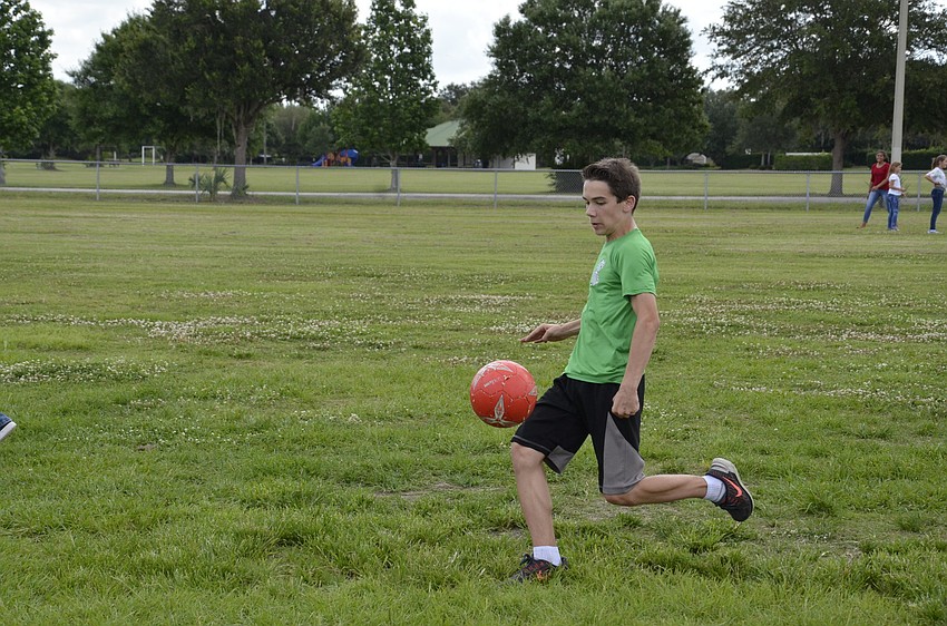 Kyle Sidnam played goalie and launched the ball back onto the field.