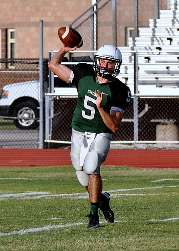 Lakewood Ranch quarterback Justin Curtis rushed for 225 yards and a pair of touchdowns in the Mustangs' 27-24 spring game victory against Booker May 27. (courtesy photo)