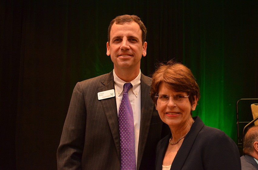 Sarasota Chamber of Commerce Chair Elect Charlie Bailey and Sarasota City Commissioner Susan Chapman.