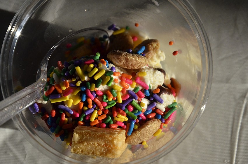 The events group had 18 toppings for people to chose from and purchased nine gallons of ice cream for the event.
