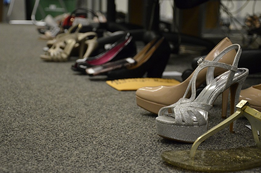 Some girls ditched their shoes for the dance floor.