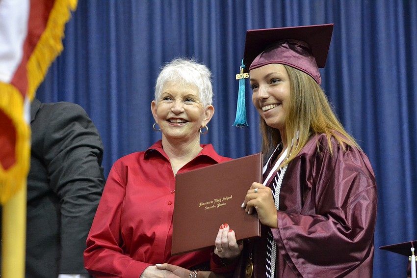 Sarasota County School Board member Caroline Zucker with Brooklyn Elwick.
