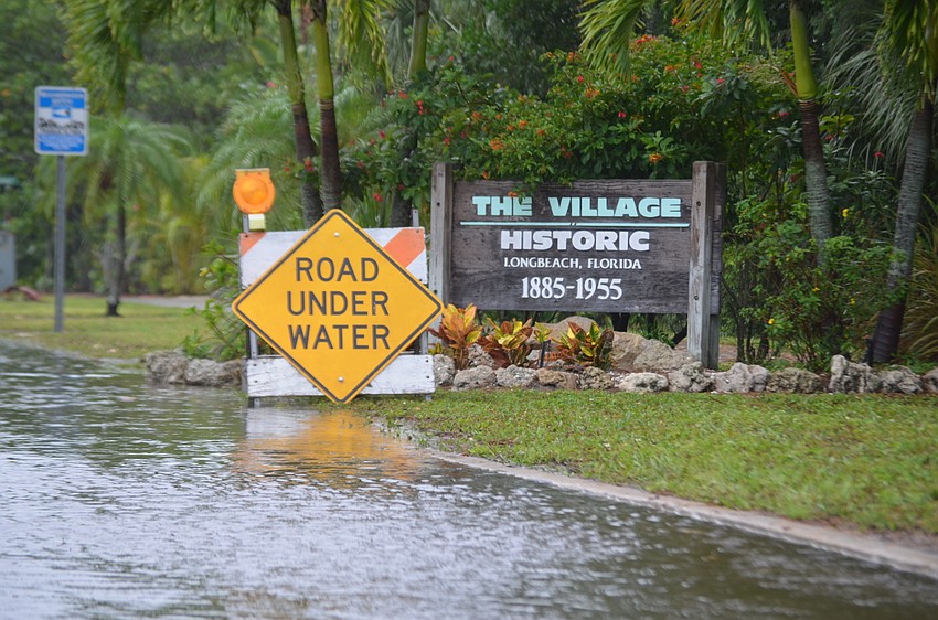 Longbeach Village was nearly completely submerged as high tide rolled into Longboat Key.