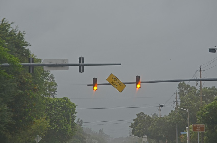 The winds from Tropical Storm Colin blew the emergency signal sign askew at the north end fire station.