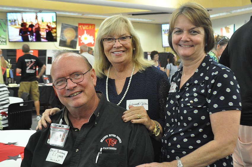 Sixth-grade teacher, David Barcena, guidance counselor Lannette Gillen and consumer science teacher Jill Bergeron are in the 25-year club. All of them have been with the school since it opened.