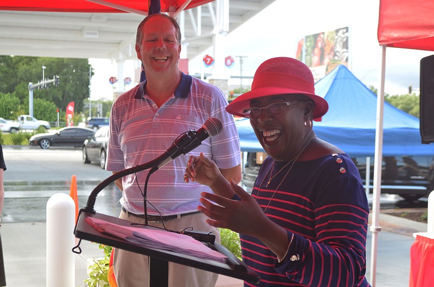 David Prevost, Regional Director of Wawa Store Operations , smiled as Commissioner Carolyn Mason welcomed Wawa to the Sarasota area on behalf of Sarasota County Thursday, June 9 in Sarasota, Florida.