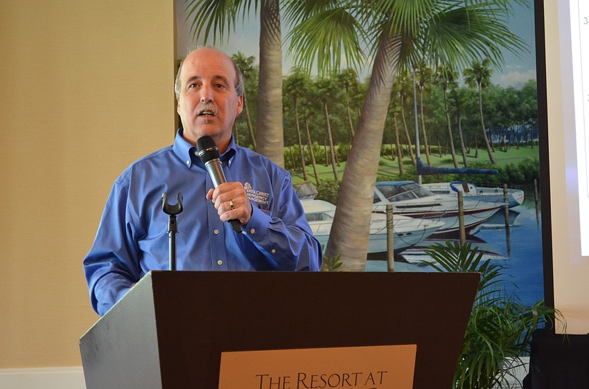 Sarasota County Emergency Management  Chief Ed McCrane showed devastating pictures of past hurricanes.