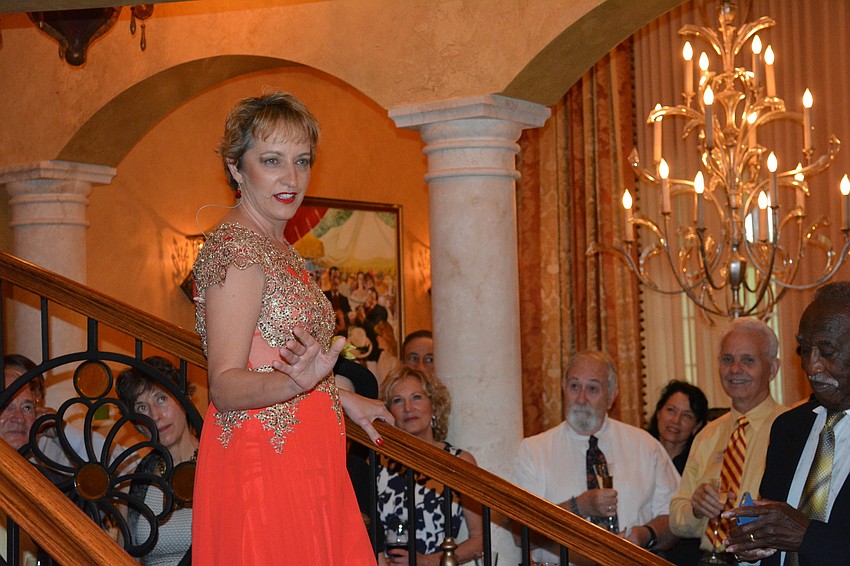 Eve Caballero, who has been a regular leading lady for The Players, gives a dynamic singing performance at the home of Lou and Ann Marie Marinaccio.