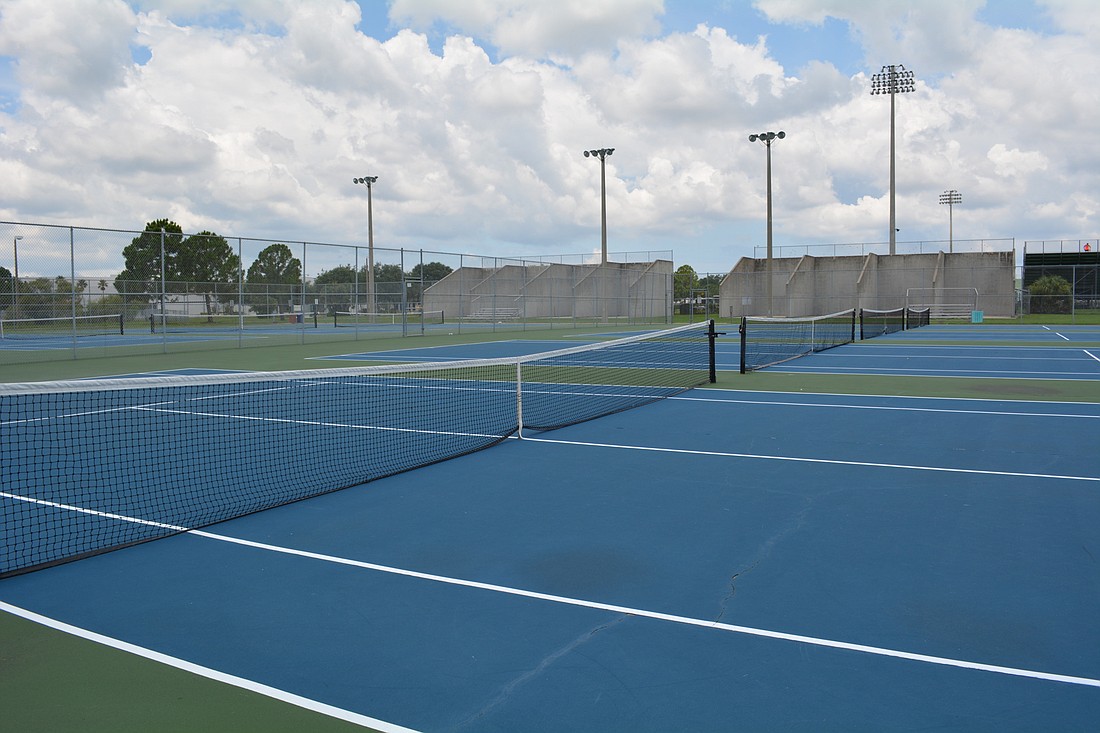 With tax revenues, Manatee County proposes removing and replacing the tennis courts at Lakewood Ranch District Park.