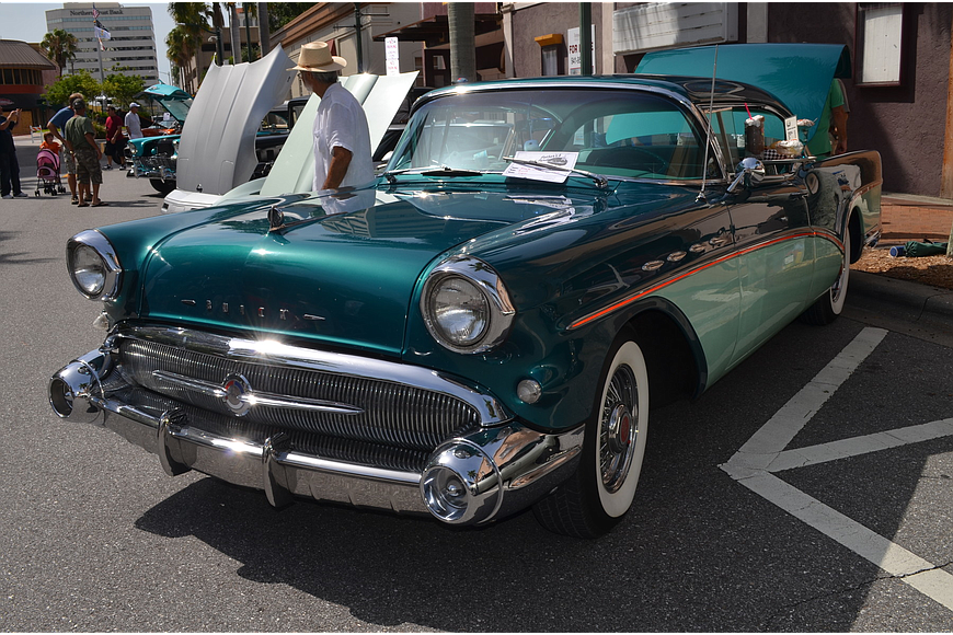 A 1957 Buick Super on display at Fathers and Fenders in 2014.