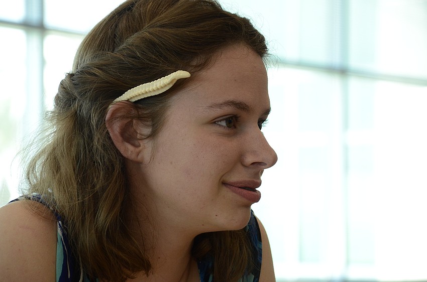 McKensie Murray of Booker High School brought her spine pen to the academy with her. She wants to study either pediatrics or cardiology.
