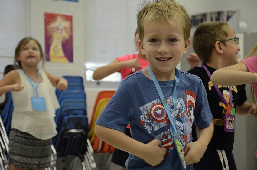 Ryan Boback has fun during the theater workshop.
