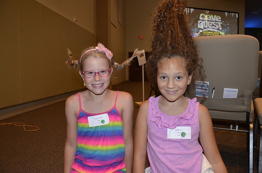 Raegan Caffrey and Anatalia Diaz went all-out for crazy hair day.