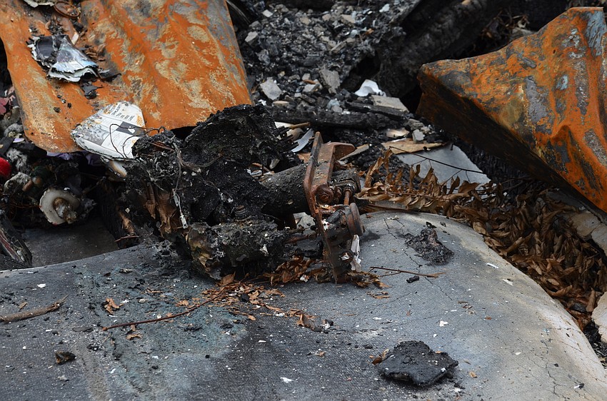 An antique typewriter was destroyed in the fire.