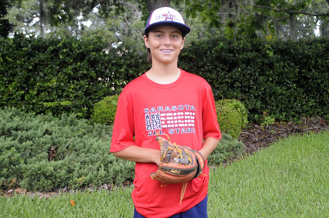 Pip Smalley, 12, plays shortstop and also pitches for the Sarasota American 11-and 12-year-old All-Star team.