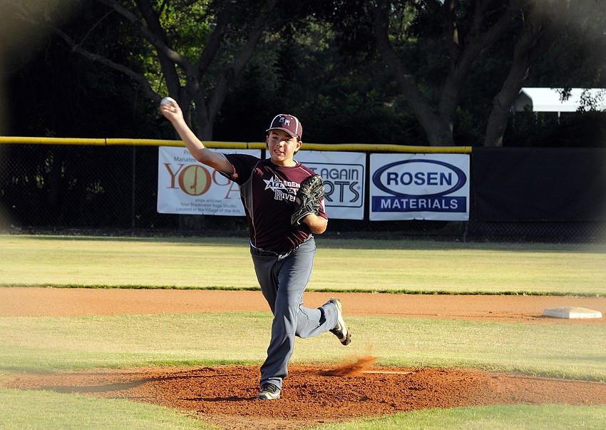 Roy Tetrick III got the call on the mound for the Braden River Little League Majors division All-Stars June 29.