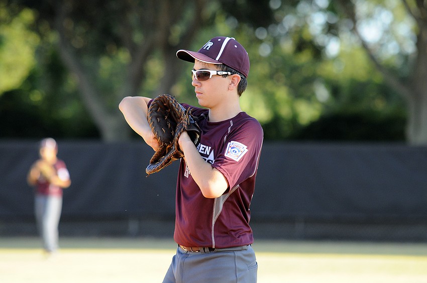Matthew Vest played first base during the Braden River 11-and 12-year-old All-Star team's game versus Lakewood Ranch June 29.
