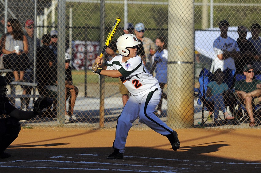 Lakewood Ranch Little League 11-and 12-year-old All-Star Ryan Gargett drove in a run in his first at-bat against Braden River.