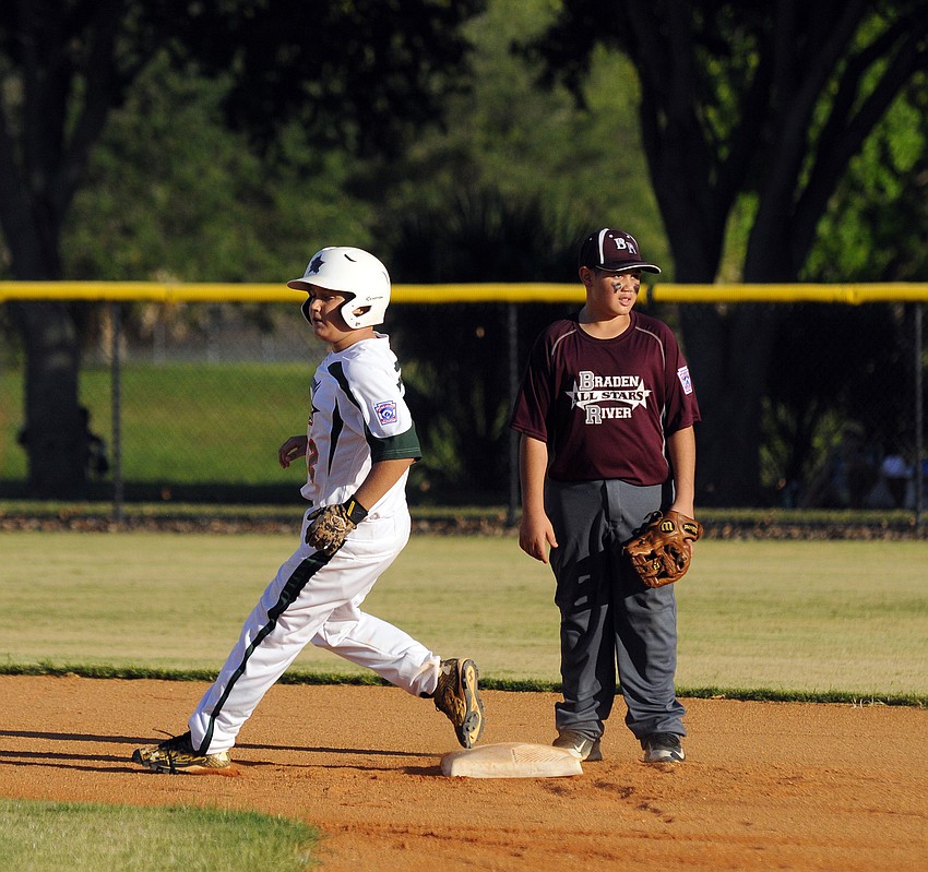Lakewood Ranch Little League 11-and 12-year-old All-Star Ryan Gargett drove in a run in his first at-bat against Braden River.