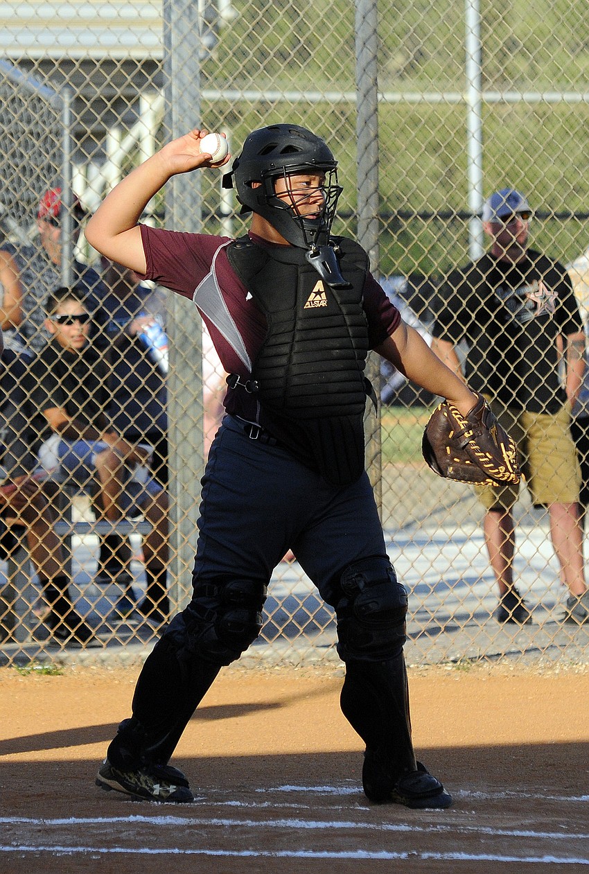Samuel Hardy got the call behind the plate for the Braden River Little League 11-and 12-year-old All-Stars.