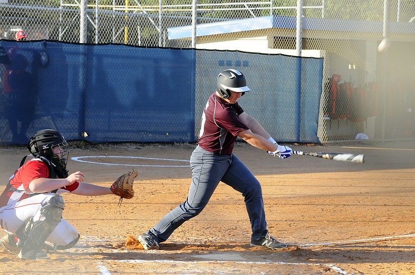 Braden River Junior All-Star Logan Mason makes contact.