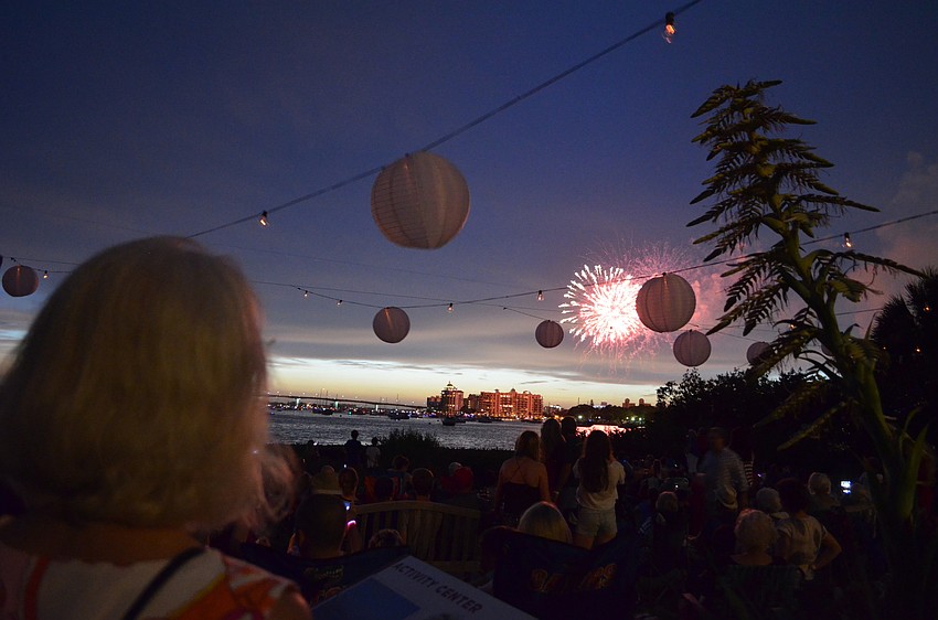 Guests at the All-American BBQ at Marie Selby Botanical Gardens ended the evening with the fireworks display over Sarasota Bay.