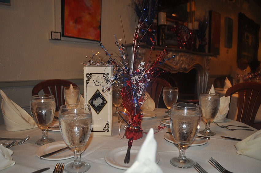 Patriotic decorations adorned each table