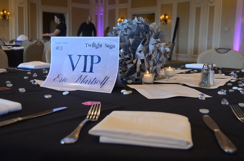 Place settings for Days of Our Lives star Eric Martsolf and his VIP table.