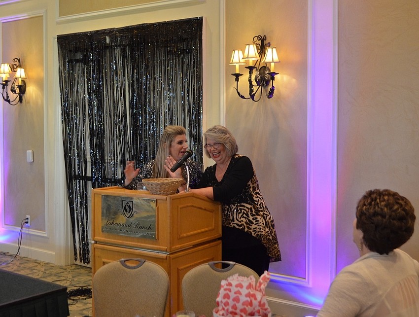 Charity honoree Samantha Bozza with Event Organizer Alice Bozza welcome attendees.