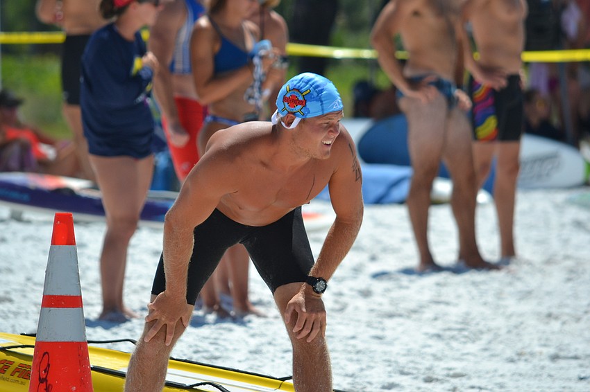 Sarasota County guard Brad Ward waits at the starting line.