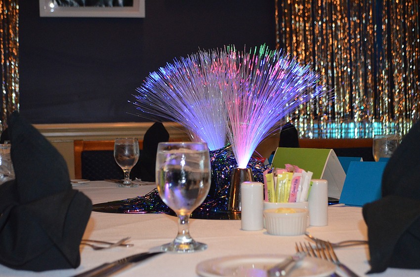 Brightly colored centerpieces were placed at each table in the dining room