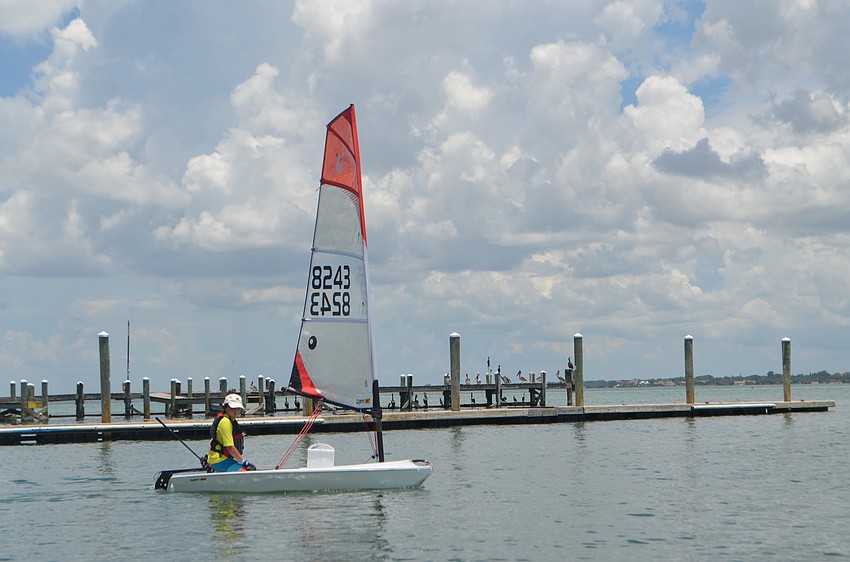 Kadin Siemer, 14, heads out on the water.