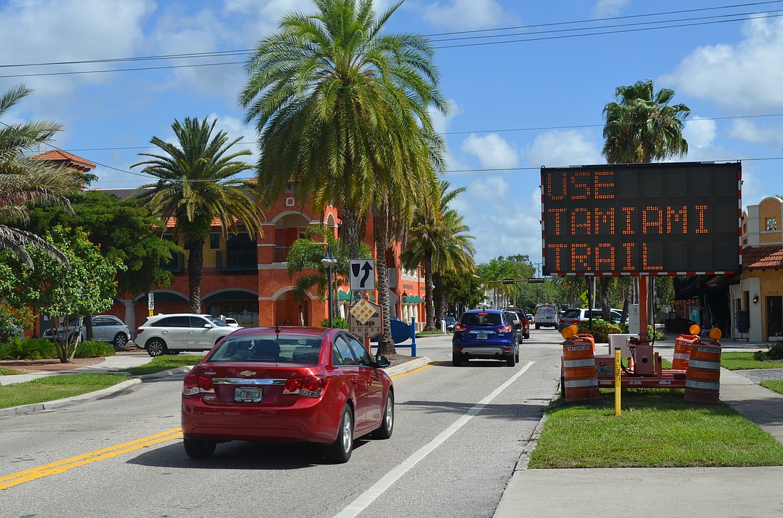 Signs along Osprey Avenue prepare drivers for the upcoming closure of the Osprey Avenue bridge.