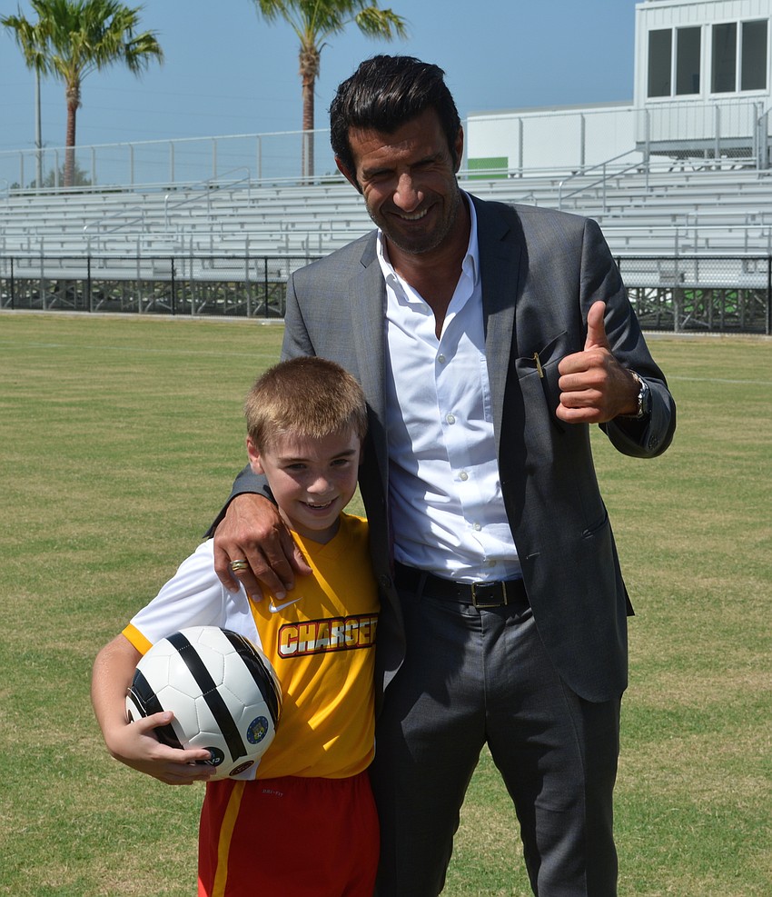 Lakewood Ranch's Luke Sherry was able to get his photo taken with Luis Figo, a past FIFA World Player of the Year winner.