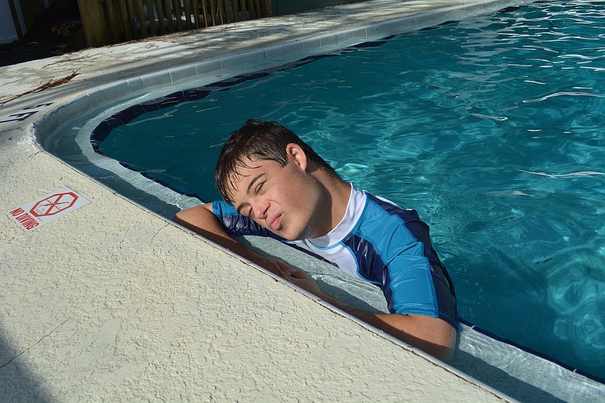 Camper Andrew Pappas loves his alone time in the pool.