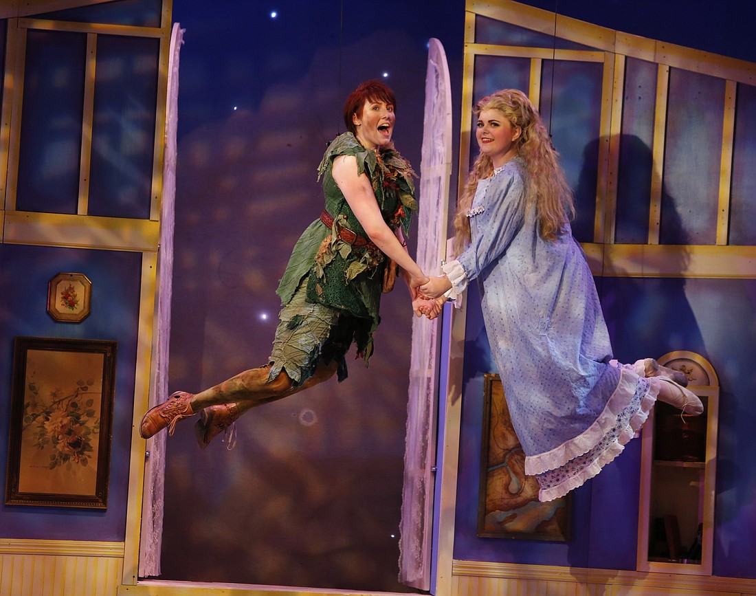 Peter Pan teaches Jane (Bea Kelly) how to fly. Photo by Renee McVety.