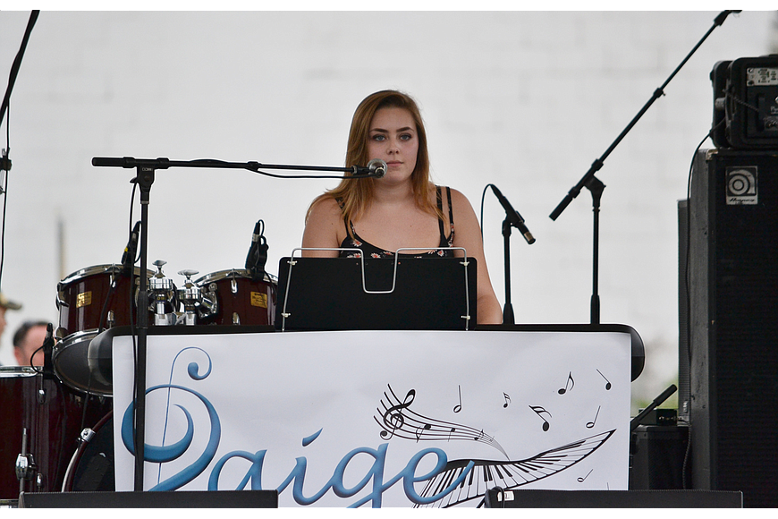 Lakewood Ranch High School student Paige Merriman during her performance. Merriman won 2015 Rock for a Cause competition and took home a check for $1,500.