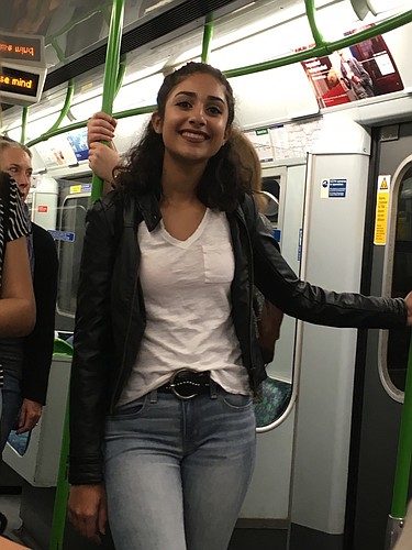 Sofia Delgado of The Out-of-Door Academy rides public transportation in London. She spent her summer vacation learning about human rights in London and The Netherlands.