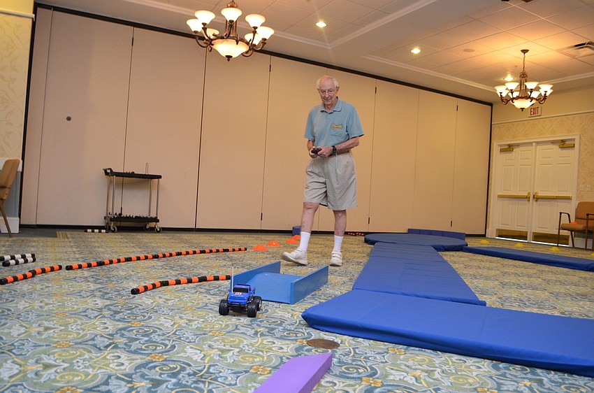 Allen Cudworth during the first of two timed laps on the remote control car course.