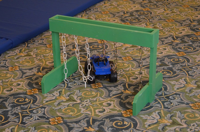 Lee Lindquist maneuvers through an obstacle in the course.