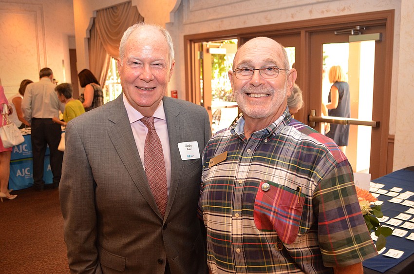 Keynote speaker Andy Baker with AJC board member Andy Maass.
