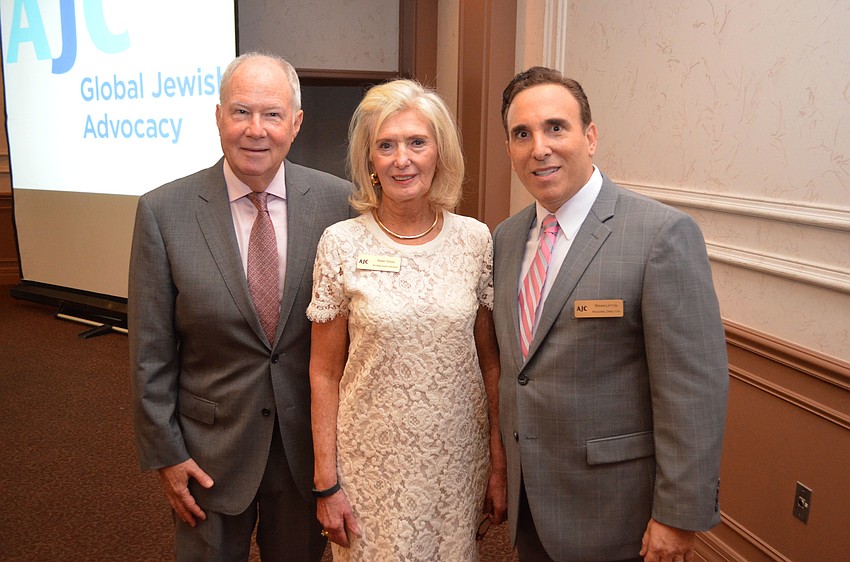 AJC Director of International Jewish Affairs Rabbi Andy Baker, AJC Regional President, West Coast Florida Anne Virag and AJC Regional Director, West Coast Florida Brian Lipton.