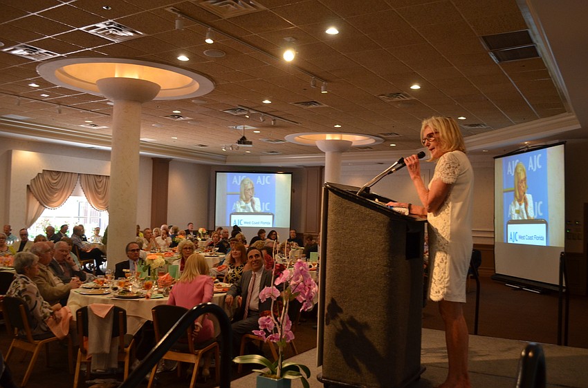 Anne Virag expresses her pride in the AJC Sarasota chapter for being a part of the Protecting Memory Project, which is building memorials for the “forgotten Holocaust victims” in Ukraine.