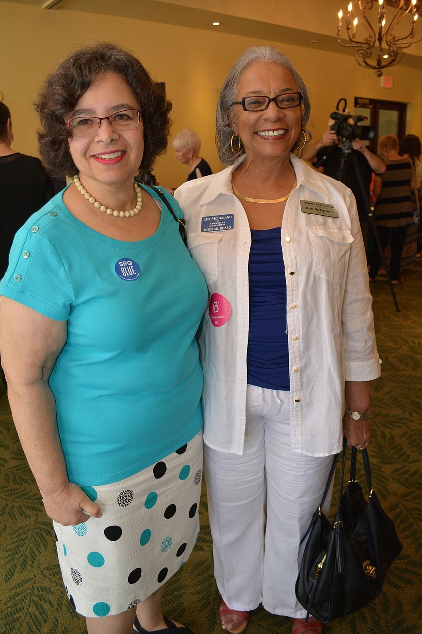 Debbi Trice and Dee McFarland, of Sarasota, are all smiles.