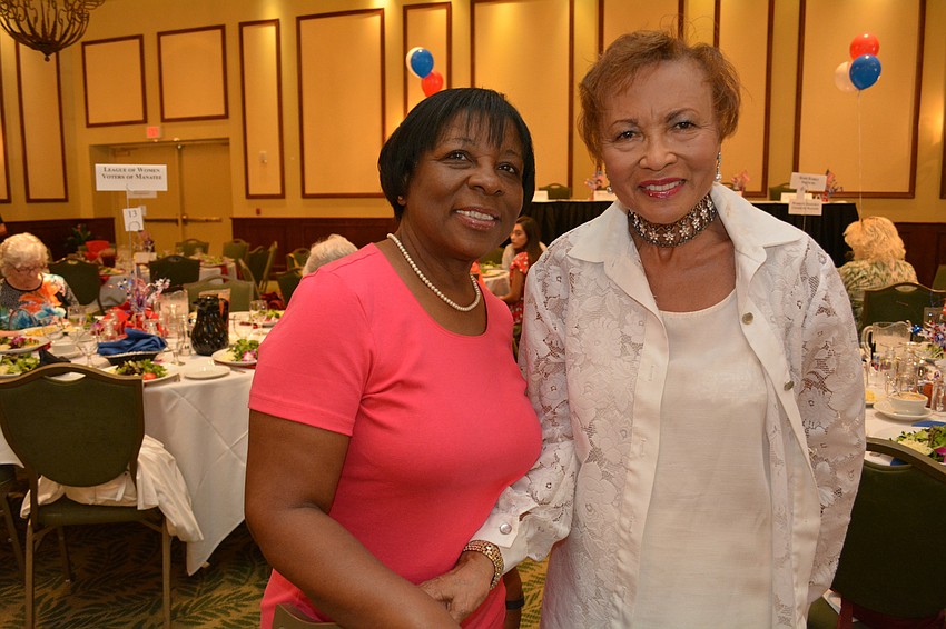 Cynthia Howard, of Sarasota, and Audrey Coleman, of Lakewood Ranch, attend in support of women's organizations.