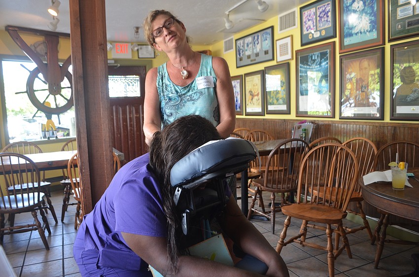 Amanda Escobio of Sea-renity Beach Spa gave complimentary massages during the chamber’s business after hours.