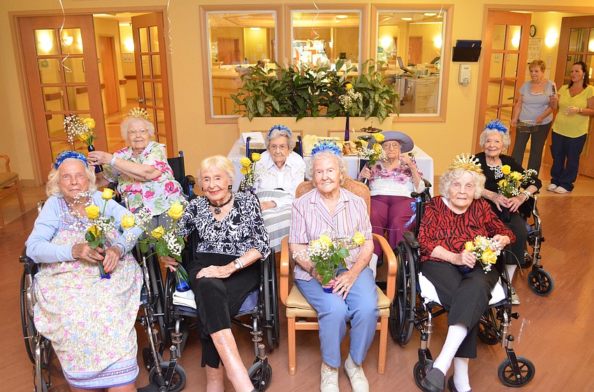 Eight of the 11 members of the 100+ Club during the Tea Party.