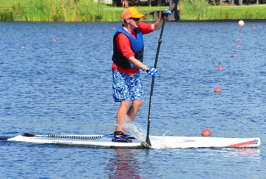 Matthew Dalton paddles on the last stretch of the race.